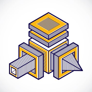 3D tasarım, soyut vektör boyutlu küp şekli.