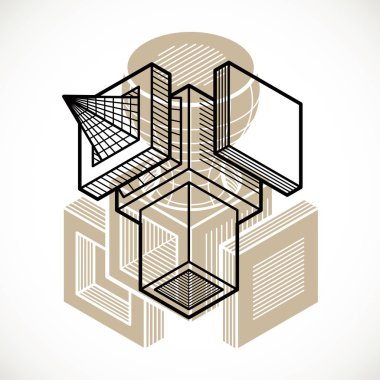 Soyut üç boyutlu şekli, vektör tasarım Küp öğesi.