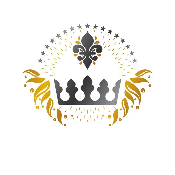 Mparatorluk Tacı Amblemi Heraldic Coat Arms Klasik Vektör Logosu Retro — Stok Vektör