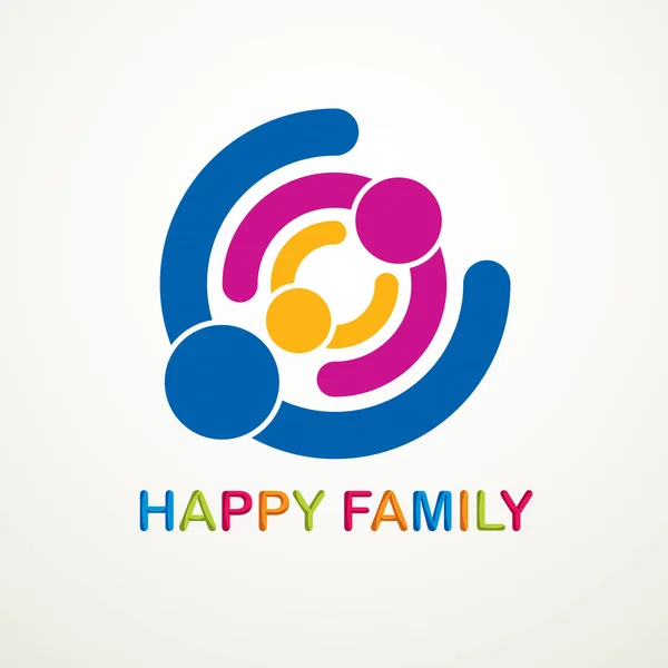 Happy Familie Vector Logo Icoon Gemaakt Met Eenvoudige Geometrische Vormen — Stockvector