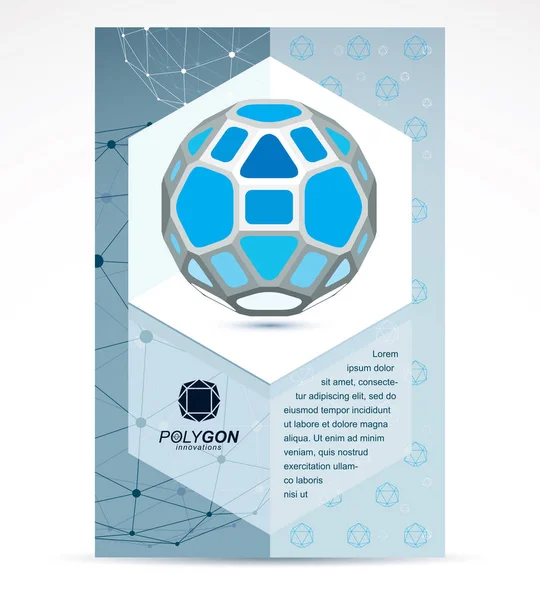Dijital yenilikler iş promosyon fikri, broşür baş sayfa. Soyut inşaat vektör, boyutlu mavi düşük Poli Dizayn.
