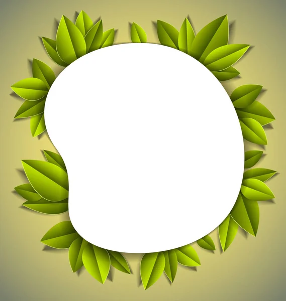 Green Fresh Leaves Beautiful Background Frame Blank Copy Space Text — Stock Vector