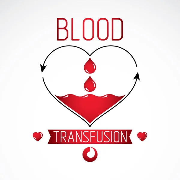 Bloeddonatie Bloedtransfusie Concept Vector Symbool Gemaakt Met Rode Hartvorm Met — Stockvector