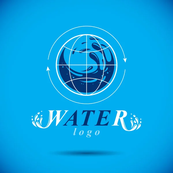 Pure Aqua Ecology Vector Logo Human Water Reserves Theme Environment — Stock Vector