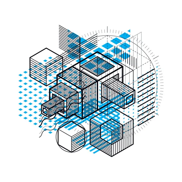 Fundo Abstrato Com Linhas Isométricas Ilustração Vetorial Modelo Feito Com — Vetor de Stock