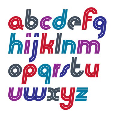 Vektör komut dosyası, basın ve bloglama için tasarım öğeleri olarak kullanmak için beyaz çizgilerle yapılmış serin kalın italik alfabesi harfleri kümesi 