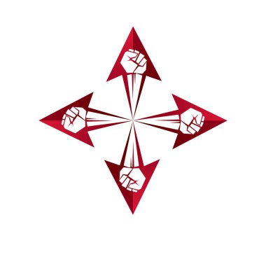 Vektör ok şeklinde oluşturulan güçlü bir adam yumruk sıkılı. Kişilik geliştirme kavramsal sembol.