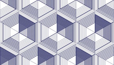 3d geometrik çizgiler seamless modeli, vektör arka plan soyut. Çizim için sonsuz şekilde mühendislik teknolojisi tarzı. Tek renk, siyah ve beyaz. Kumaş, duvar kağıdı, ambalaj, web ve baskı için kullanılabilir.