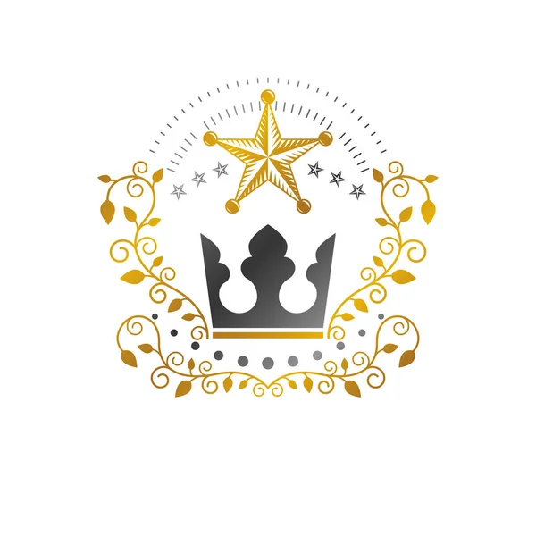 Emblema Coroa Imperial Heráldica Brasão Armas Logotipo Vetor Vintage Logotipo — Vetor de Stock