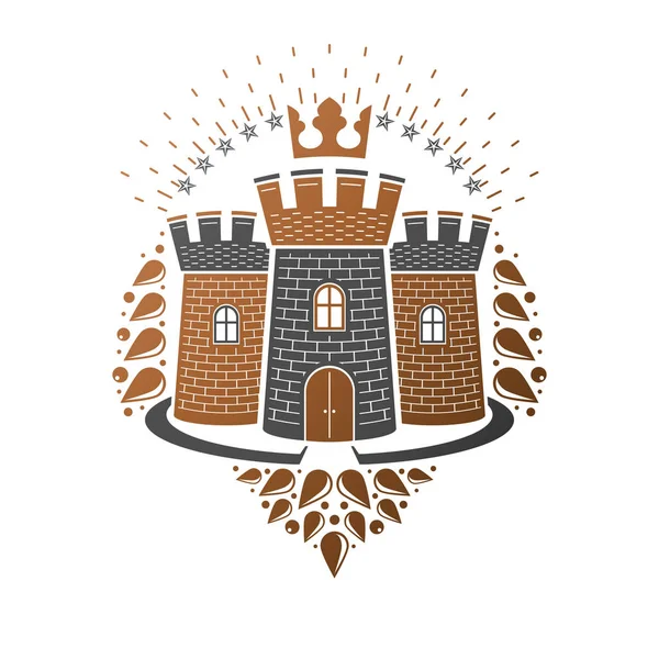 Starożytny Symbol Fortu Heraldyczny Herb Dekoracyjne Logo Izolowane Wektor Ilustracji — Wektor stockowy