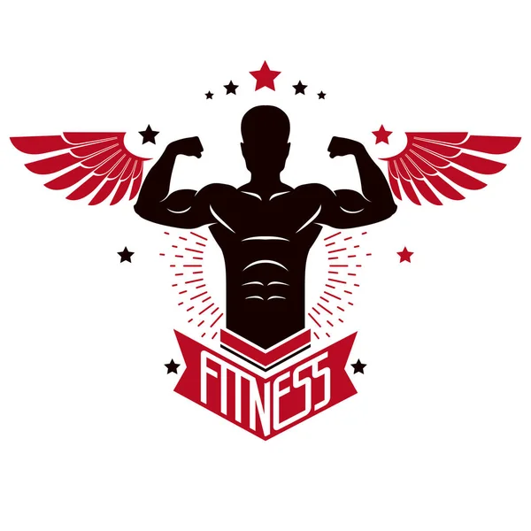 Sport Logo Für Gewichtheben Und Fitness Club Vektor Emblem Retro — Stockvektor