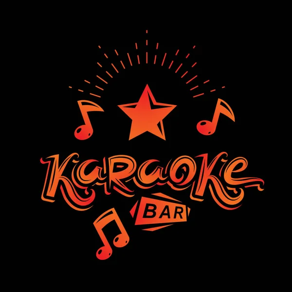 Karaoke Bar Schrijven Vector Embleem Gemaakt Met Behulp Van Muzieknoten — Stockvector