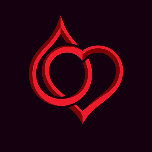 Vektor Illustration Hjärtats Form Och Droppar Blod Hjärt Kärlsjukdomar Bota — Stock vektor