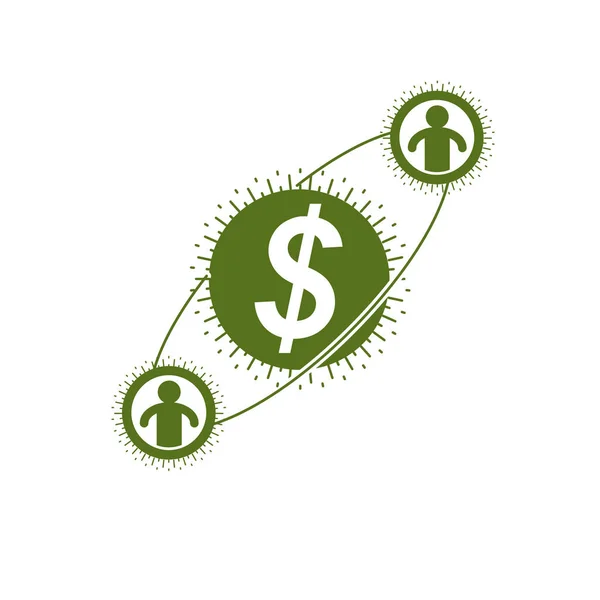 Het Mondiale Financiële Stelsel Conceptuele Logo Unieke Vector Symbool Dollartekens — Stockvector