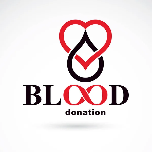 Напис Донорства Крові Ізольовано Білому Створено Векторними Червоними Краплями Крові — стоковий вектор