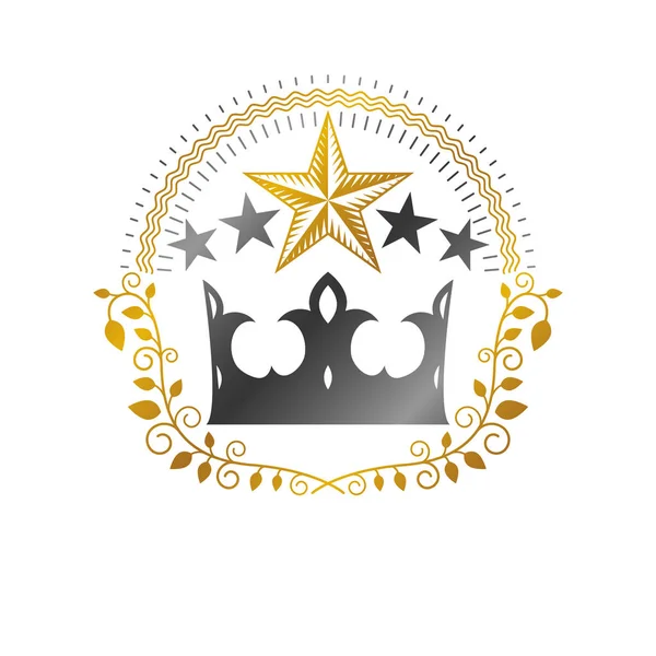 Βασιλικό Στέμμα Έμβλημα Διακοσμητικό Λογότυπο Εραλδικό Έμβλημα Απομονωμένες Εικονογράφηση Φορέα — Διανυσματικό Αρχείο