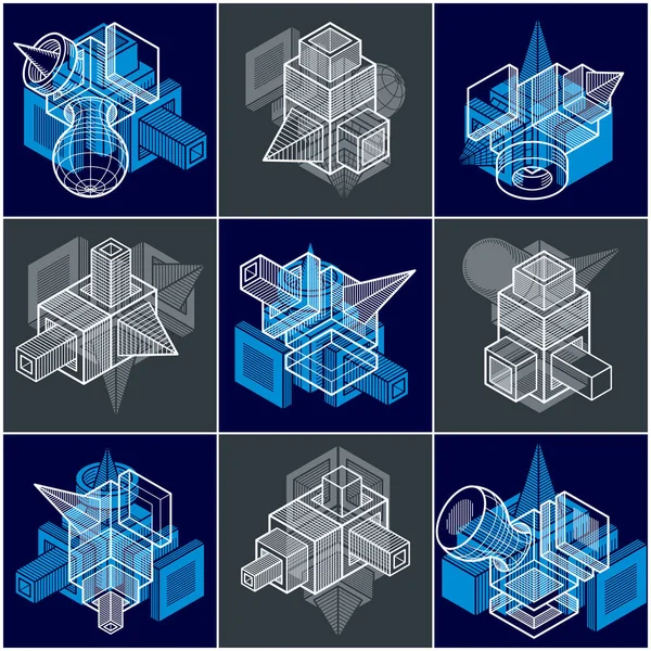 Абстрактні Конструкції Векторний Набір Колекція Розмірних Конструкцій — стоковий вектор