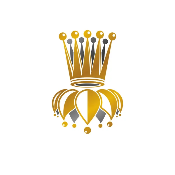 Imperial Crown Vektorillustration Heraldiska Vintage Logo Retro Logotype Isolerad Vit — Stock vektor