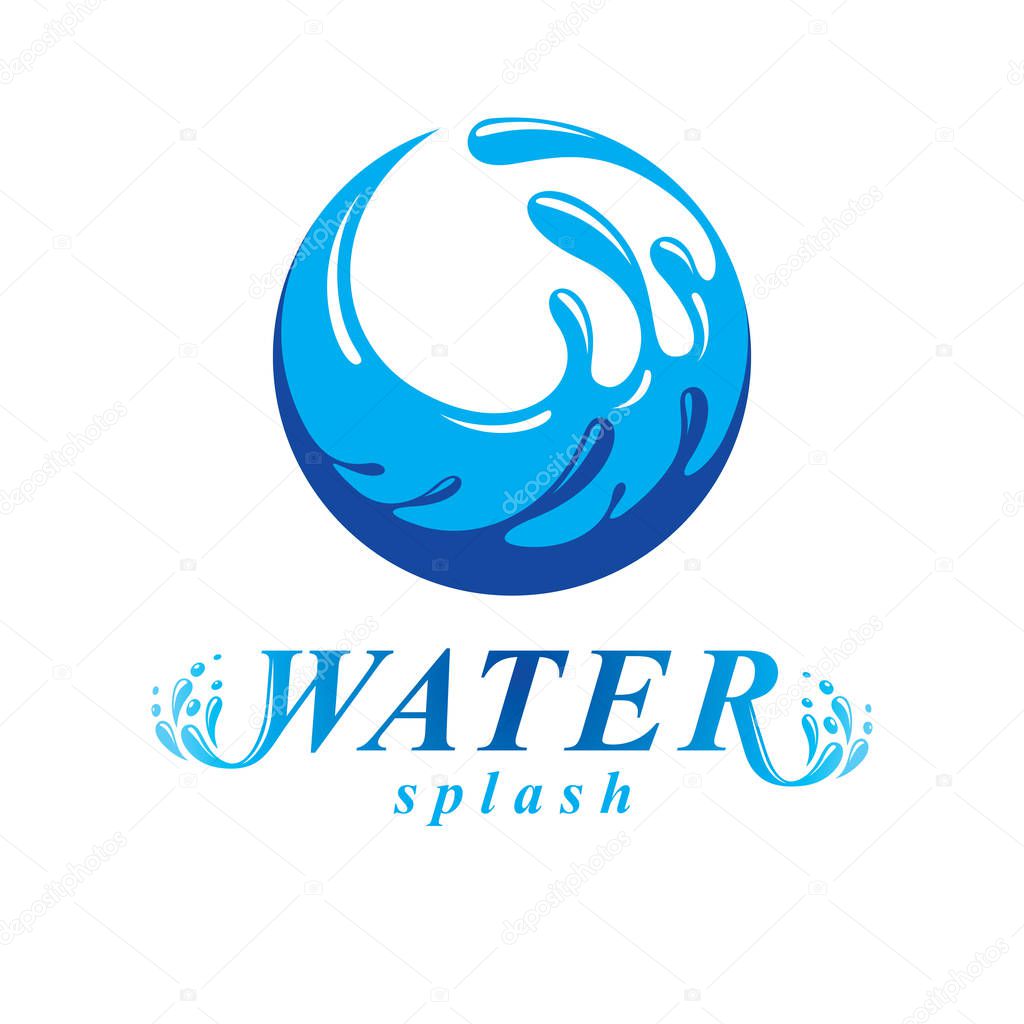 Ocean freshness theme vector sign for use as corporate emblem in spa and resort organizations. Body cleansing concept.