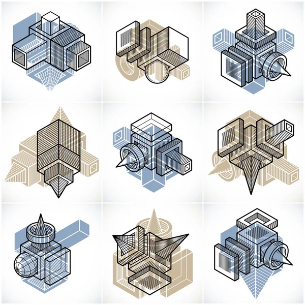 Constructions Abstraites Ensemble Vectoriel Collection Dessins Dimensionnels — Image vectorielle