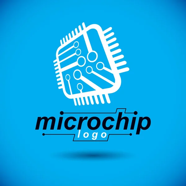 Projeto Microchip Vetor Elemento Tecnologia Comunicação Informação Placa Circuito Forma — Vetor de Stock