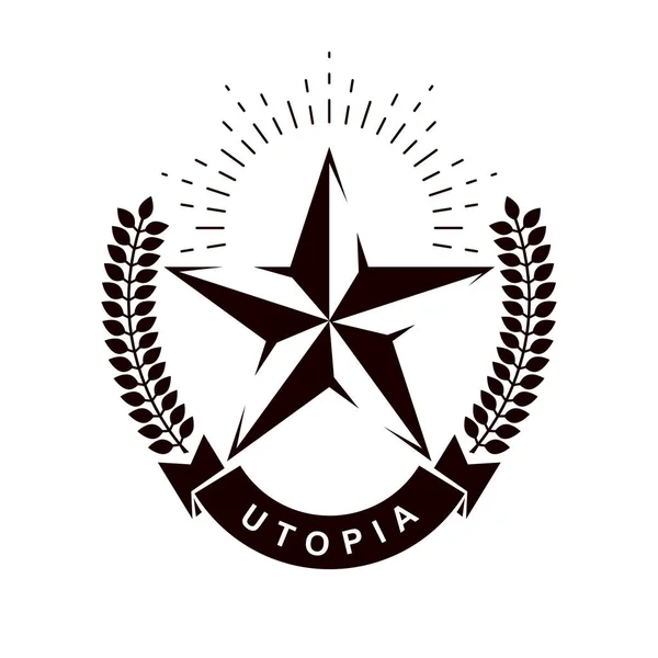 Logotipo Estrella Vectorial Compuesto Con Corona Laurel Totalitarismo Como Poder — Archivo Imágenes Vectoriales