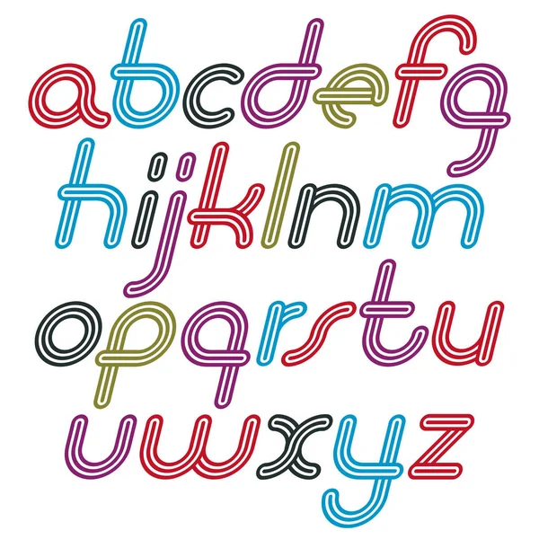 Vector Retro Lowercase Collection Lettres Alphabet Anglais Fonte Cursive Disco — Image vectorielle