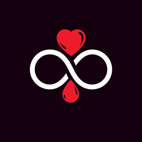 心臓の形 血液の滴 医療概念ロゴ医療広告で使用するためのシンボルのベクトル イラスト — ストックベクタ