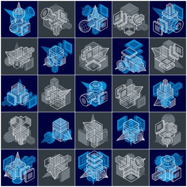 3d tasarımlar, soyut vektör şekilleri ayarla