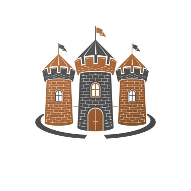Ortaçağ Kalesi dekoratif izole vektör çizim