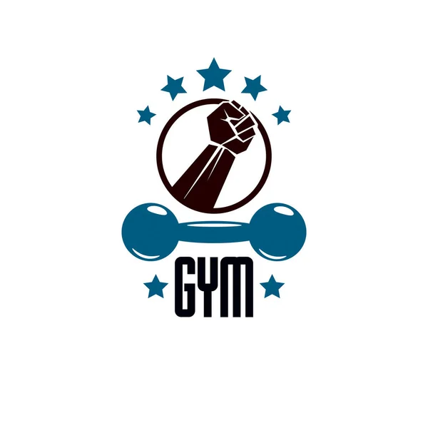 Aptidão Peso Pesado Ginásio Clube Esporte Logotipo Modelo Retro Estilizado — Vetor de Stock