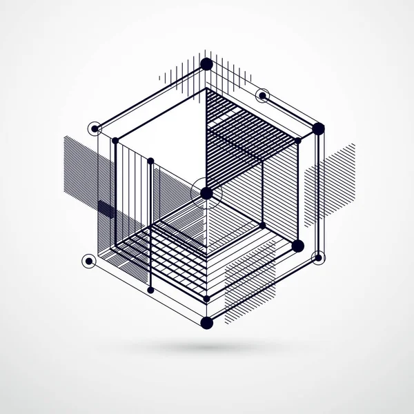 Abstrakcja Geometryczna Vector Czarno Białe Tło Kostki Inne Elementy Skład — Wektor stockowy