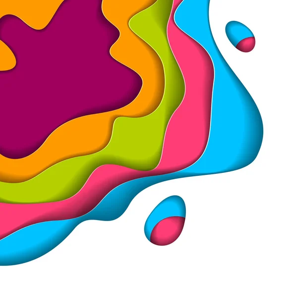 Papel Colorido Abstrato Recorte Formas Curvas Camadas Ilustração Vetorial Estilo — Vetor de Stock