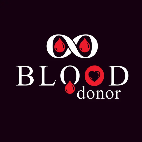 Kan Donör Yazıt Üzerinde Beyaz Izole Vektör Kırmızı Kan Damlası — Stok Vektör