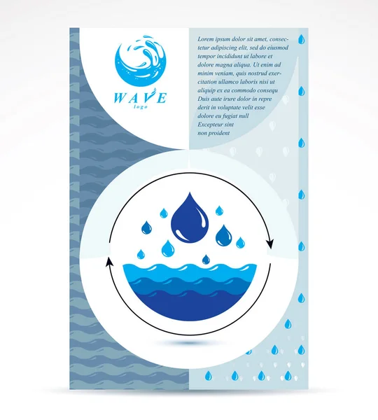 Volante Publicitario Compañía Tratamiento Agua Diseño Conceptual Circulación Agua Global — Vector de stock