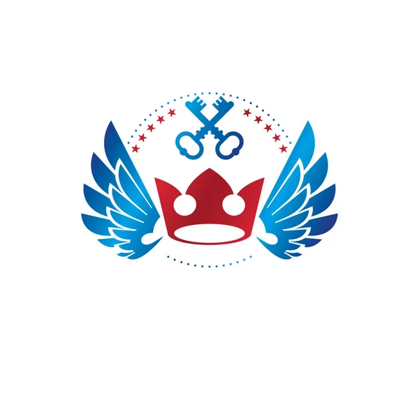 Emblema Corona Real Escudo Heráldico Logotipo Decorativo Ilustración Vectorial Aislado — Vector de stock