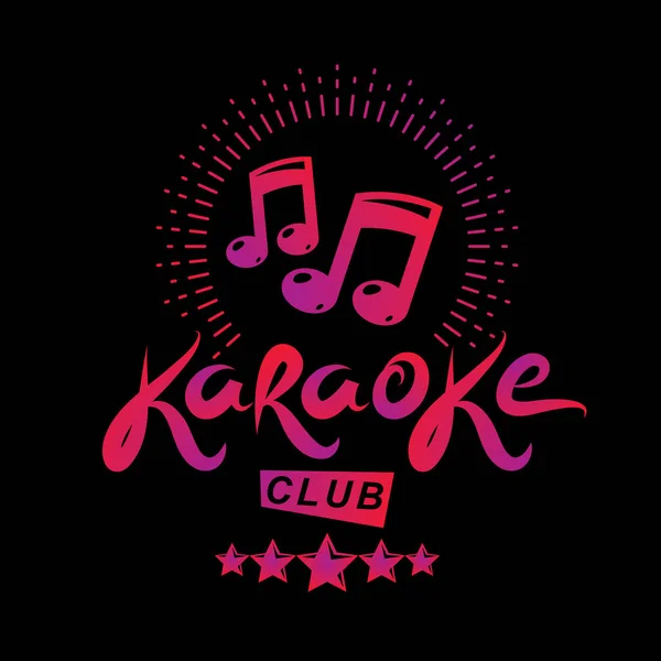 Karaoke Club Vector Emblem Created Using Musical Notes Design Elements — Stock Vector