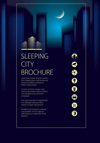 Nacht Skyline Reiseführer Broschüre Flyer Cover Poster Oder Reiseführer Vorlage — Stockvektor