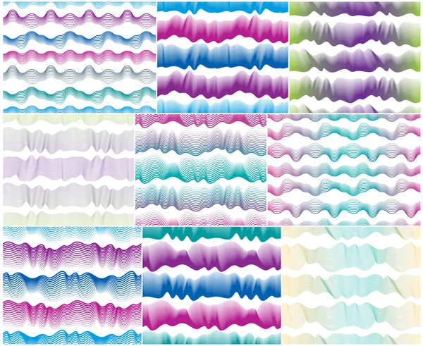Dalgalar Dikişsiz Desen Ayarla Akıntısı Eğri Çizgiler Tekrar Sonsuz Arka — Stok Vektör