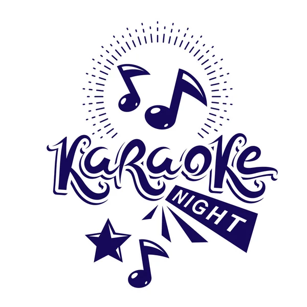 Karaoke Este Reklám Szórólap Vektor Poszter Segítségével Kották — Stock Vector