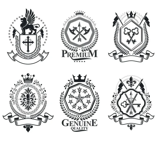 Vorlage Luxus Embleme Heraldischer Vektoren — Stockvektor