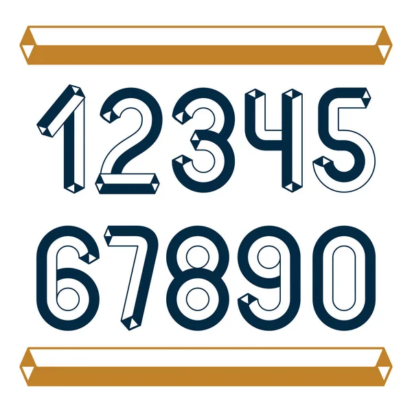 时尚的复古矢量数字 数字收集 从0到9的复古号码可以用于艺术海报创作 采用纸箱式设计 三角学设计 — 图库矢量图片