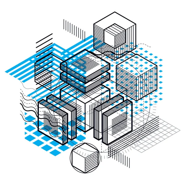 Vector Háttér Absztrakt Izometrikus Vonalak Számok — Stock Vector