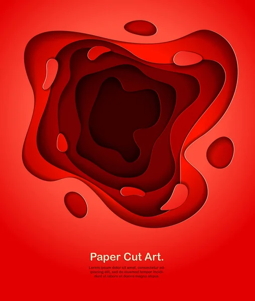 Abstract Rood Papier Knipsel Bochtige Vormen Gelaagde Vector Illustratie Papier — Stockvector