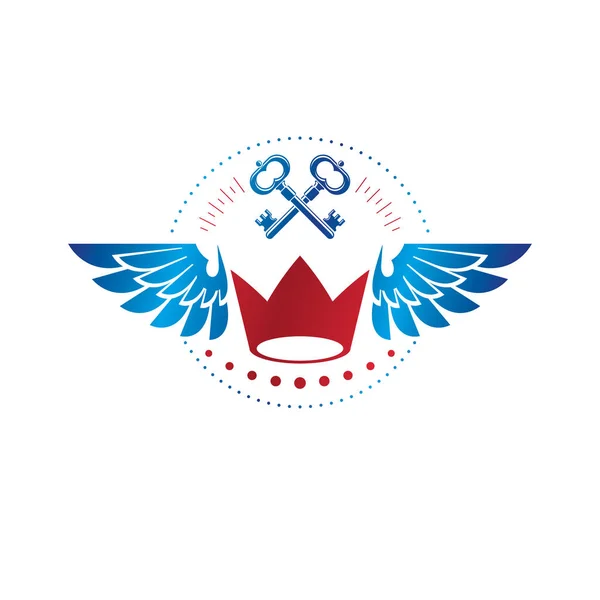 Emblema Coroa Real Heráldica Brasão Braços Logotipo Decorativo Isolado Vetor — Vetor de Stock