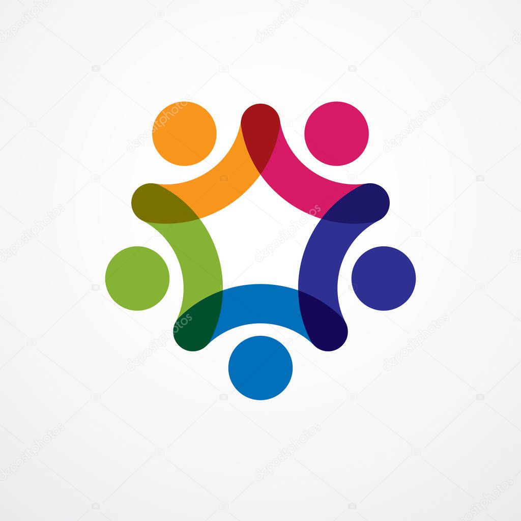 Vector illustration of Teamwork businessman unity and cooperation concept created with simple geometric elements as a people crew