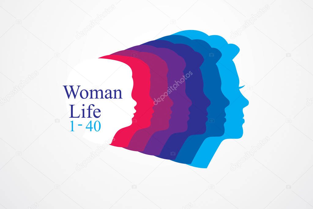 Vector illustration of Girl maturation age years concept