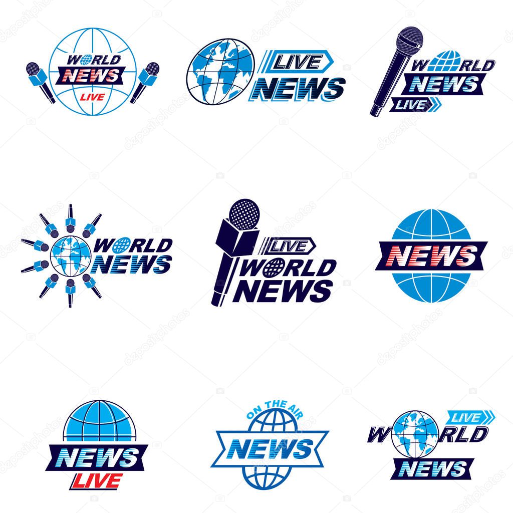 Social mass media logo, emblems and poster vector templates collection