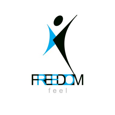 Vektör soyut adam ile yükseltilmiş ulaşan kurumsal lider mecaz illüstrasyon, özgürlük yaratıcı logo, sembol