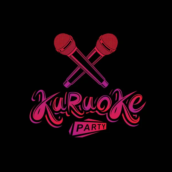 Karaoke Party Belettering Rap Battle Vector Embleem Gemaakt Met Behulp — Stockvector